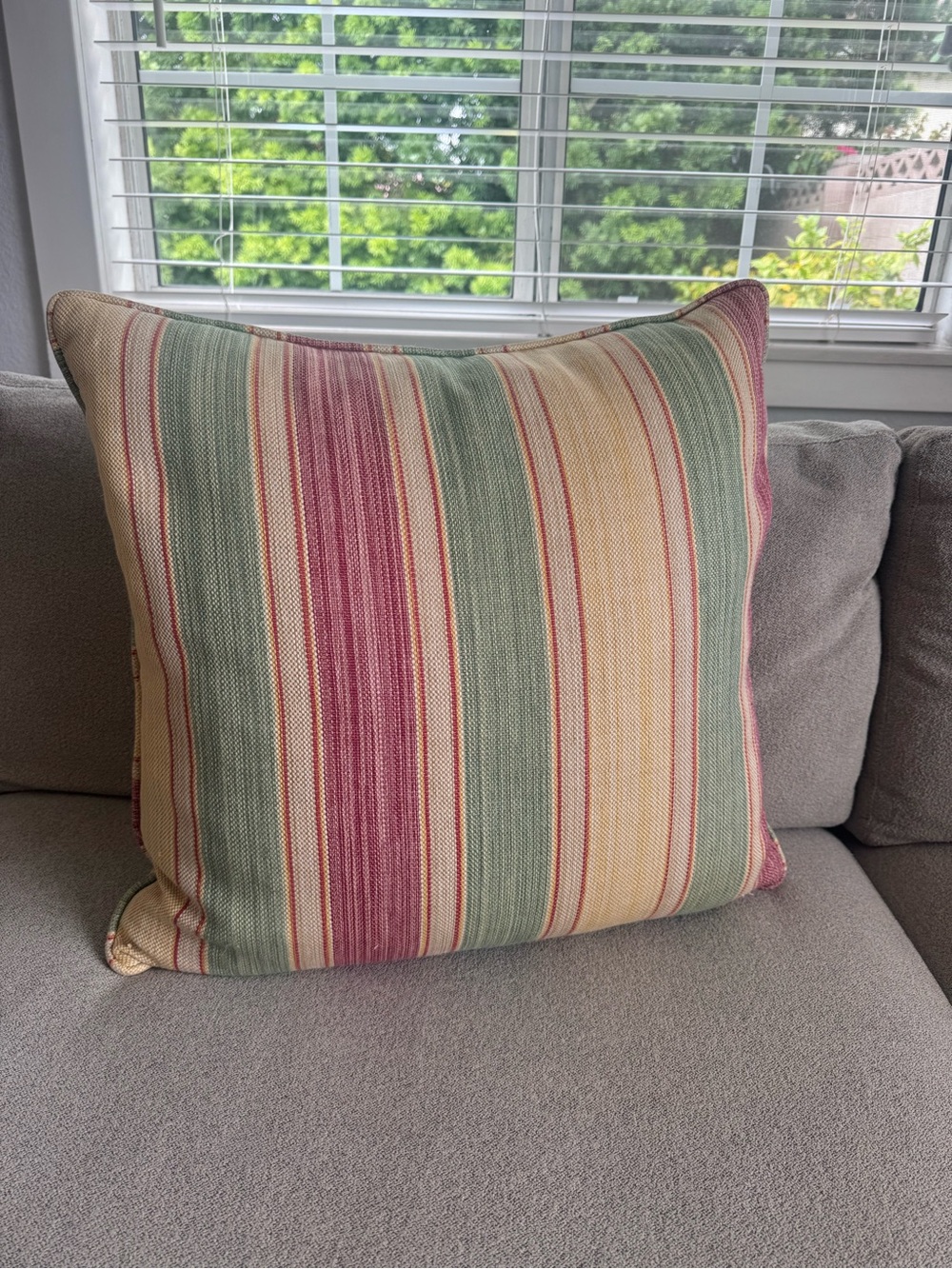 Barclay Butera Los Angeles striped textured cotton down insert throw pillow